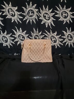 Brown Faux Leather Quilted Bag